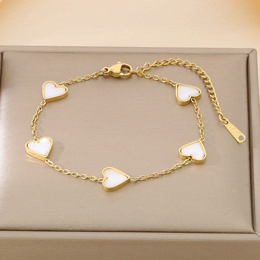 Acrylic Heart Cable Chain Bracelets [304 Stainless Steel,18K Gold Plated]