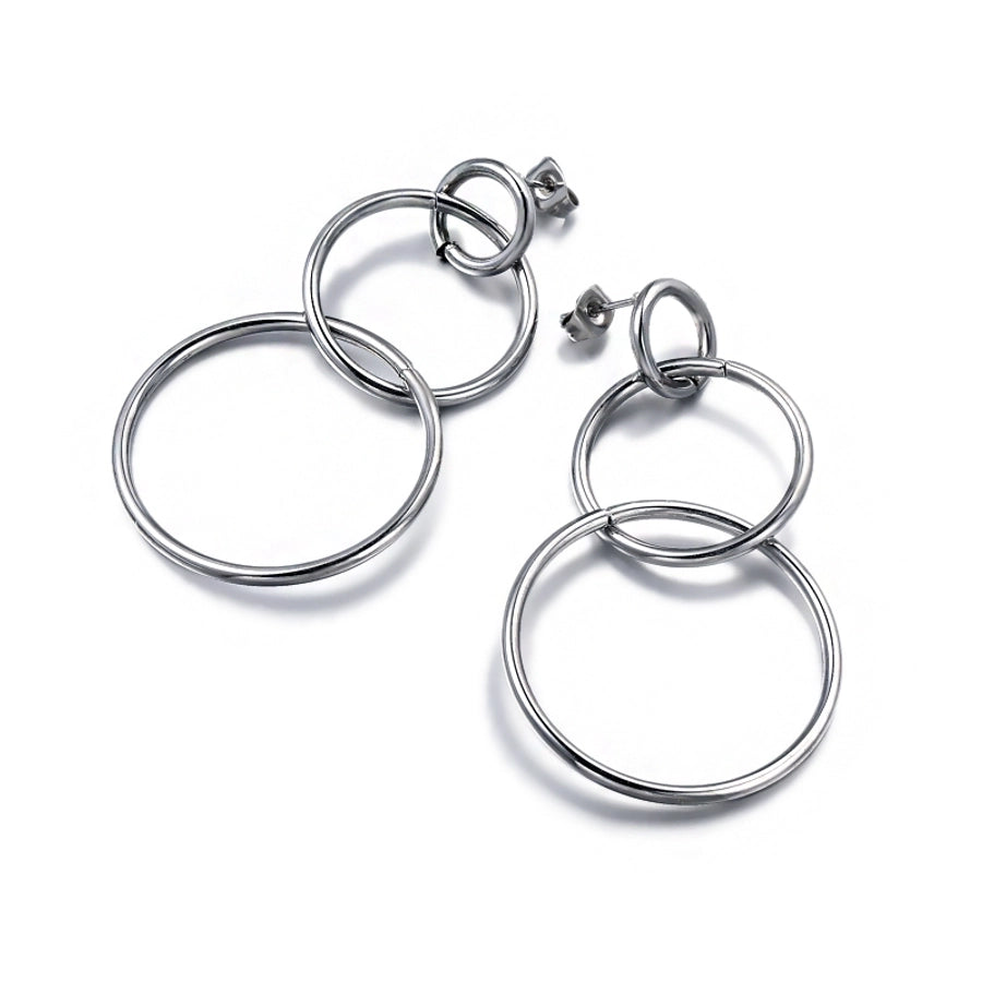 Multi Circle Drop Earrings [304 Stainless Steel,18K Gold Plated]