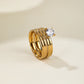 Ring Zircon Band Gold [304 en acier inoxydable 14k plaqués en or]