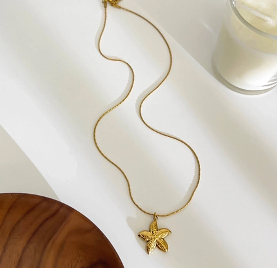 Hawaiian Marine Style Starfish Conch Necklace [304 Stainless Steel]