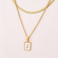 Letter RectanglePendant Necklace[304 Stainless Steel, 18K Gold Plated]