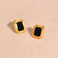 Black Square Agate Earrings [201 Stainless Steel,18K Gold Plated]