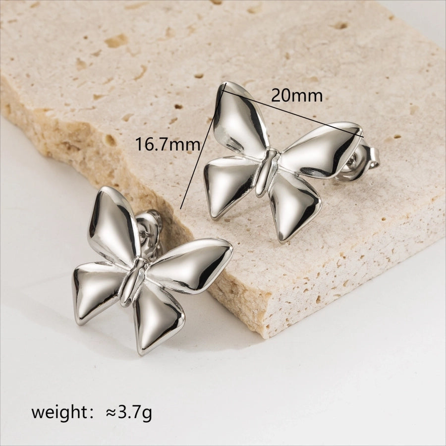 Butterfly Stud Earrings [304 Stainless Steel,18K Gold Plated]