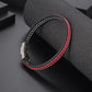 Casual Color Block Red Bracelet [304 Stainless Steel Pu Leather]