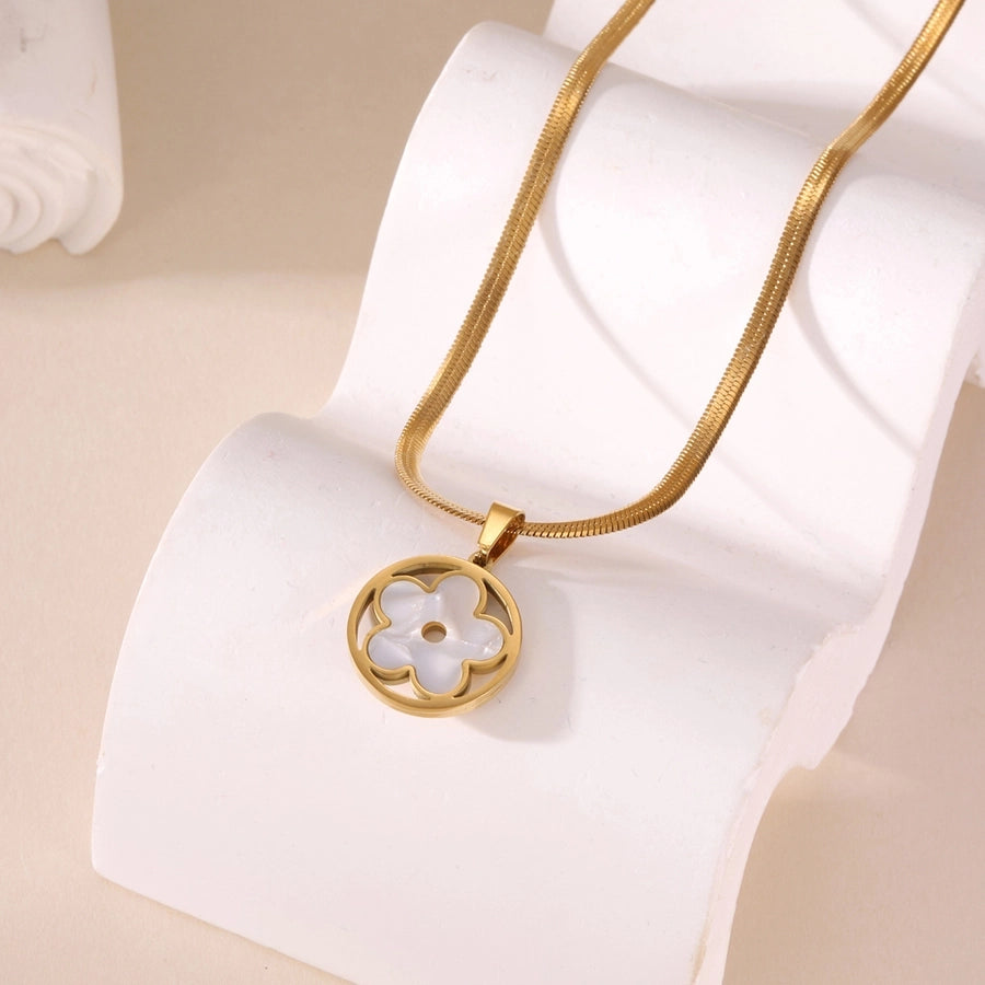 Shell Plumeria Rubra Necklace [Stainless Steel,18K Gold Plated]