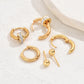 3 Pairs Hoop Earrings [201 Stainless Steel, 18K Gold Plated]