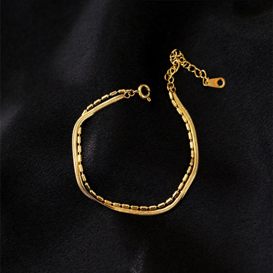 Doppelkettenarmband [304 Edelstahl, 18K Gold plattiert]