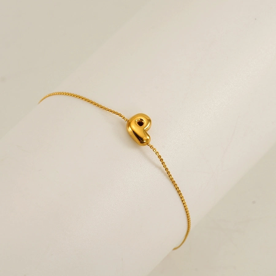 Pulseira de letra de estilo simples [304 aço inoxidável, peito de ouro de 18k]