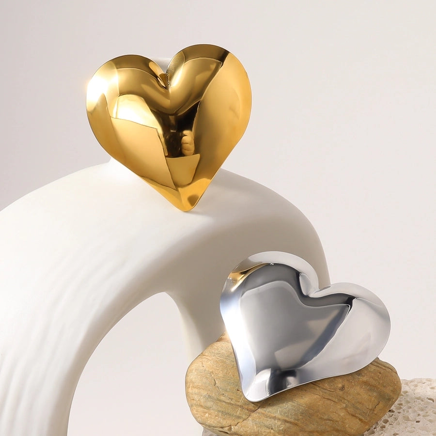 Heart Shape Earrings [304 Stainless Steel,18K Gold Plated]