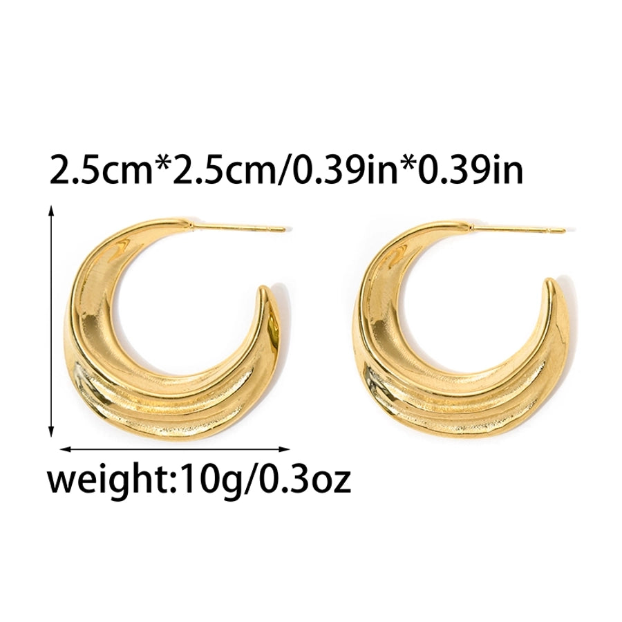 C Shape Moon Earrings [304 Stainless Steel,14K Gold Plated]