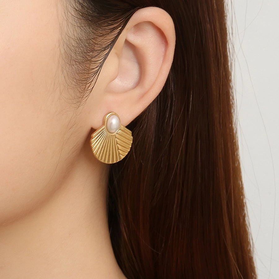 Scallop Pearl Earrings [304 Stainless Steel]