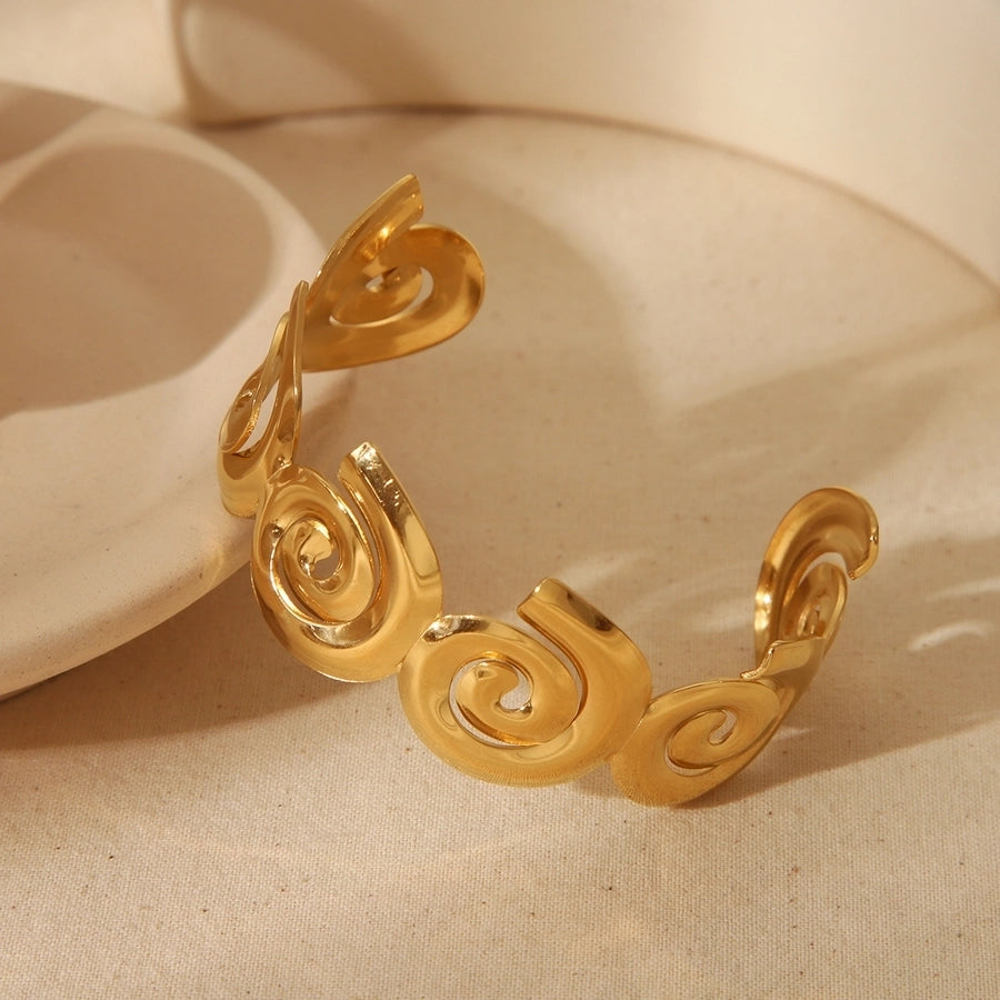 Spiral Bangle Bracelet [304 Stainless Steel,18K Gold Plated]