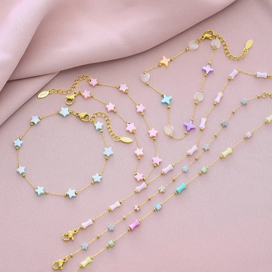 Colorful Star Anklet [304 Stainless Steel, 18K Gold Plated]