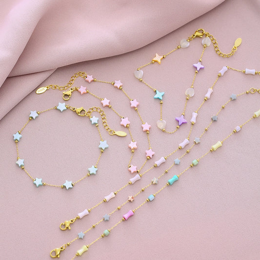 Colorful Star Anklet [304 in acciaio inossidabile, oro 18K placcato]