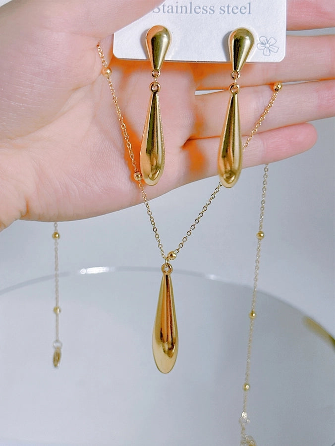 Drop Jewelry Set [304 Stainless Steel, 18K Gold Plated]