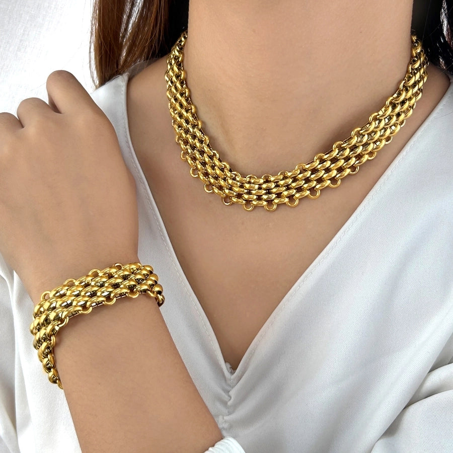 Retro Chain Bracelet/Necklace [304 Stainless Steel,18K Gold Plated]