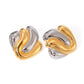 Two tone Stud Earrings [304 Stainless Steel,18K Gold Plated]