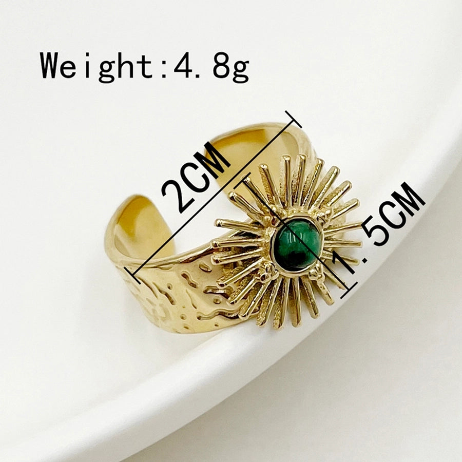 Vintage -stijl emailring [304 roestvrij staal 14K goud vergulde]