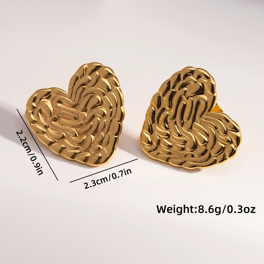 Mix Heart Earrings [304 Stainless Steel,18K Gold Plated]