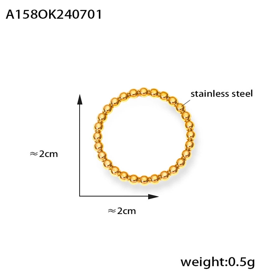 Round Bead Band Ring [304 Stainless Steel, 18K Gold Plated]