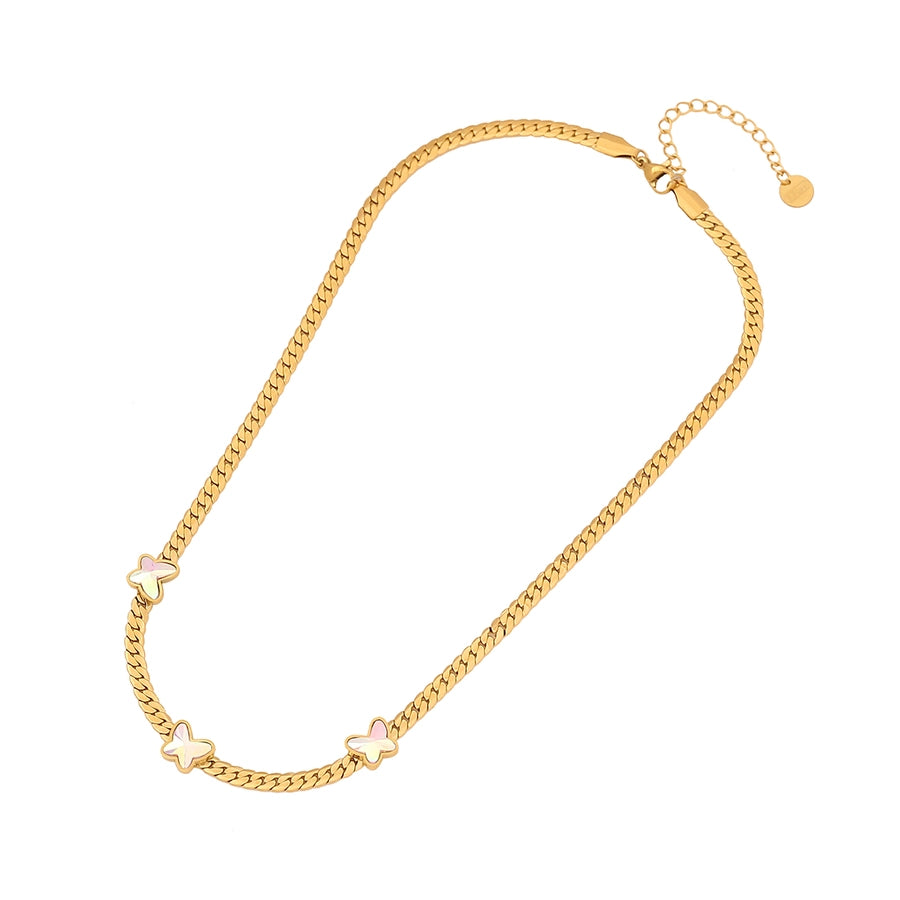 Butterfly Curb Chain Bracelet/Necklace [304 Stainless Steel, 18K Gold Plated]