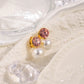 Pearl Zircon Ear Studs [304 Stainless Steel,14K Gold Plated]