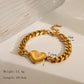 Heart Shape Curb Chain  Bracelet [304 Stainless Steel,14K Gold Plated]