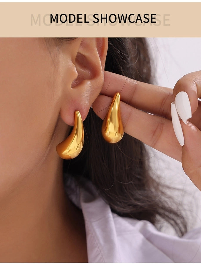 Water Droplets Earrings [304 Stainless Steel,18K Gold Plated]