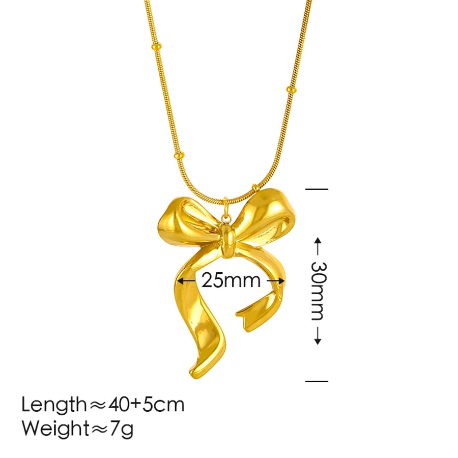 Roman Style Bow Knot Earrings/Necklace/Jewelry Set [304 Stainless Steel, 18K Gold Plated]