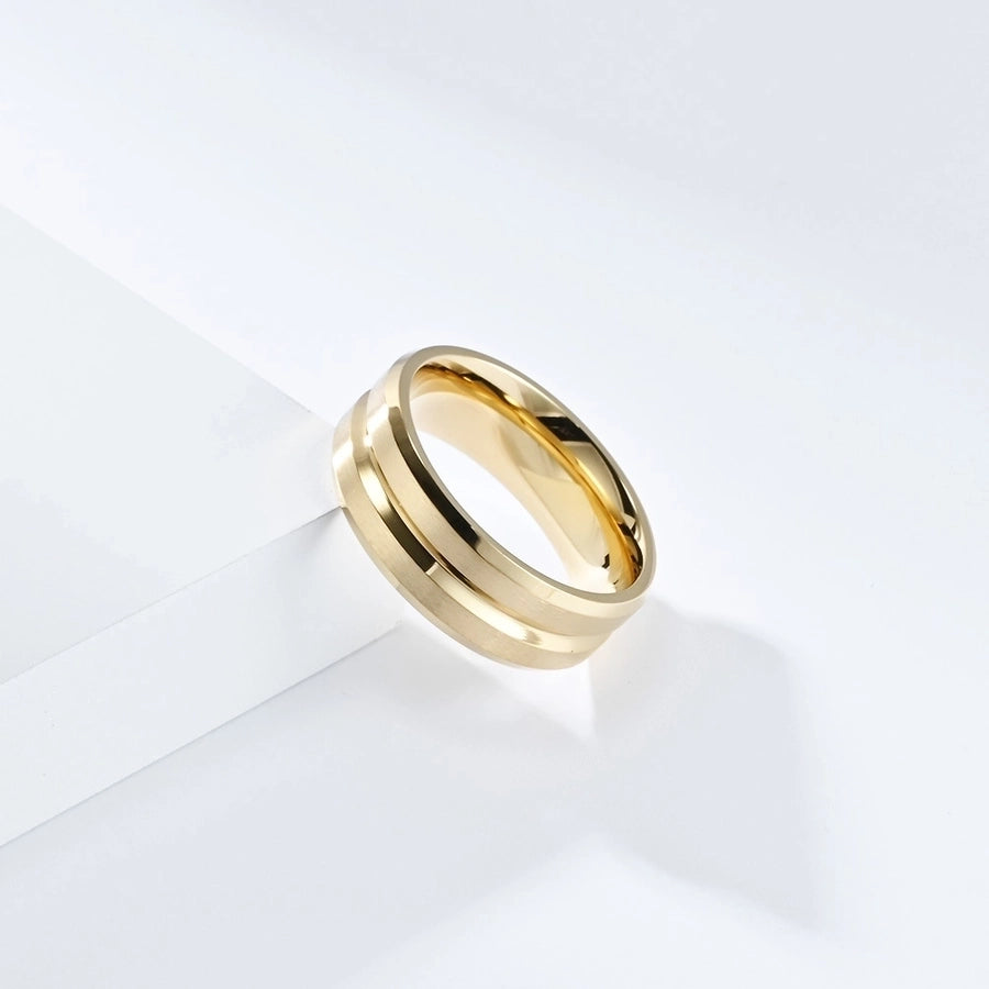 Simple Style Solid Color Ring [304 Stainless Steel 18K Gold Plated]