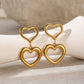 Double Hanging Hearts Earrings [304 Stainless Steel,18K Gold Plated]