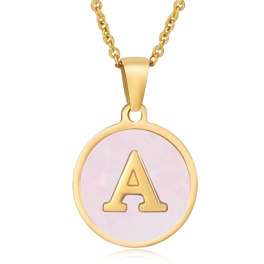 Round Letter Necklace [304 Stainless Steel,18K Gold Plated]