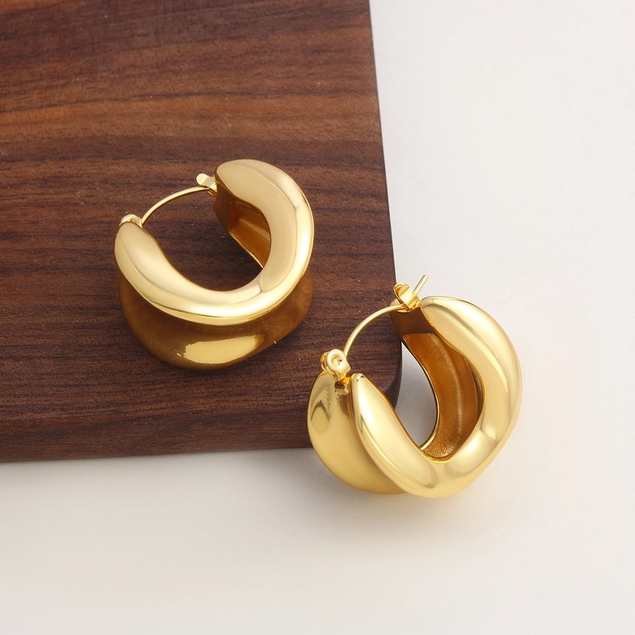 Thick Hoop Earrings [304 Stainless Steel,18K Gold Plated]