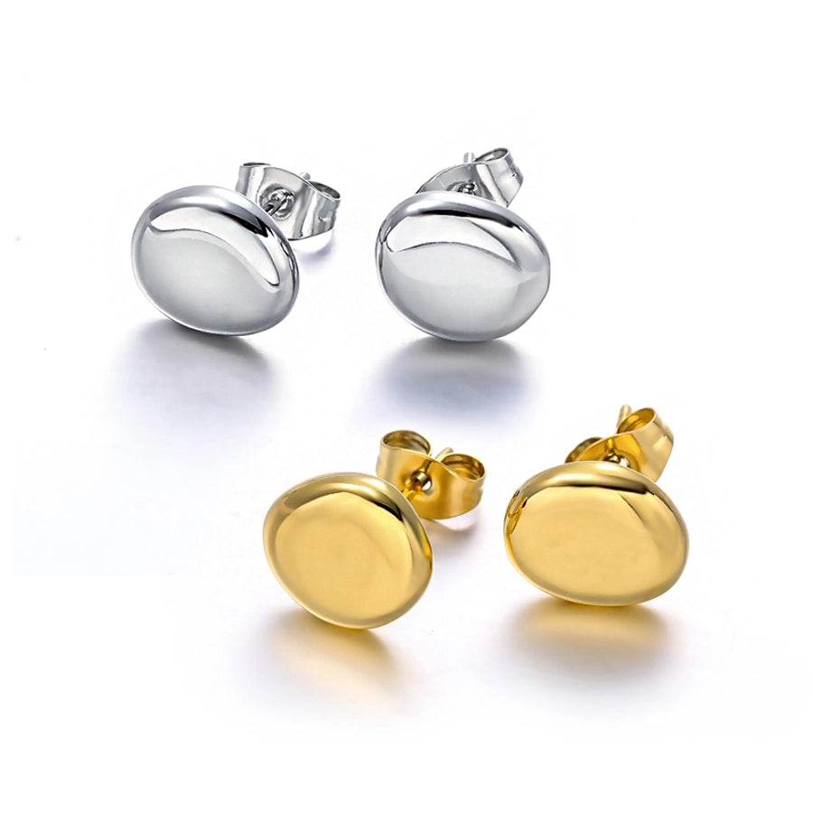 Flat Oval Earrings [304 Stainless Steel,18K Gold Plated]