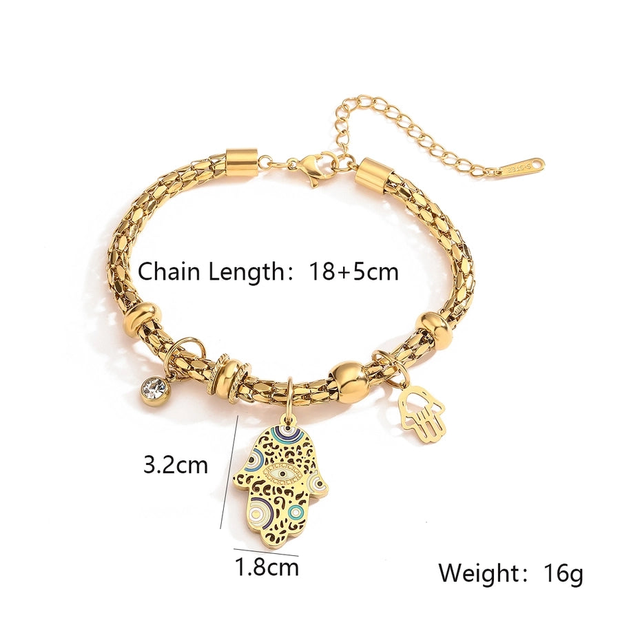 Box Chain Symbols Bracelets [304 Stainless Steel,18K Gold Plated]