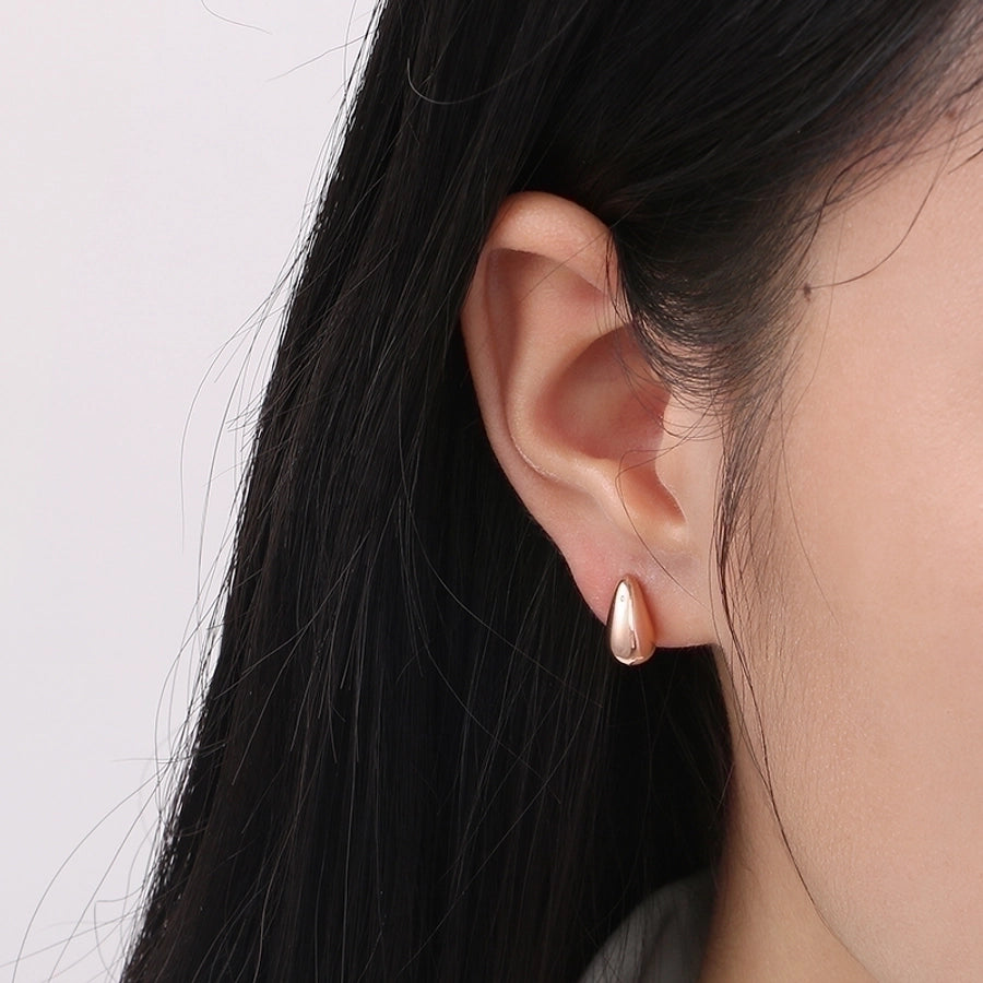 Water Droplets Ear Studs [Stainless Steel,18K Gold Plated]