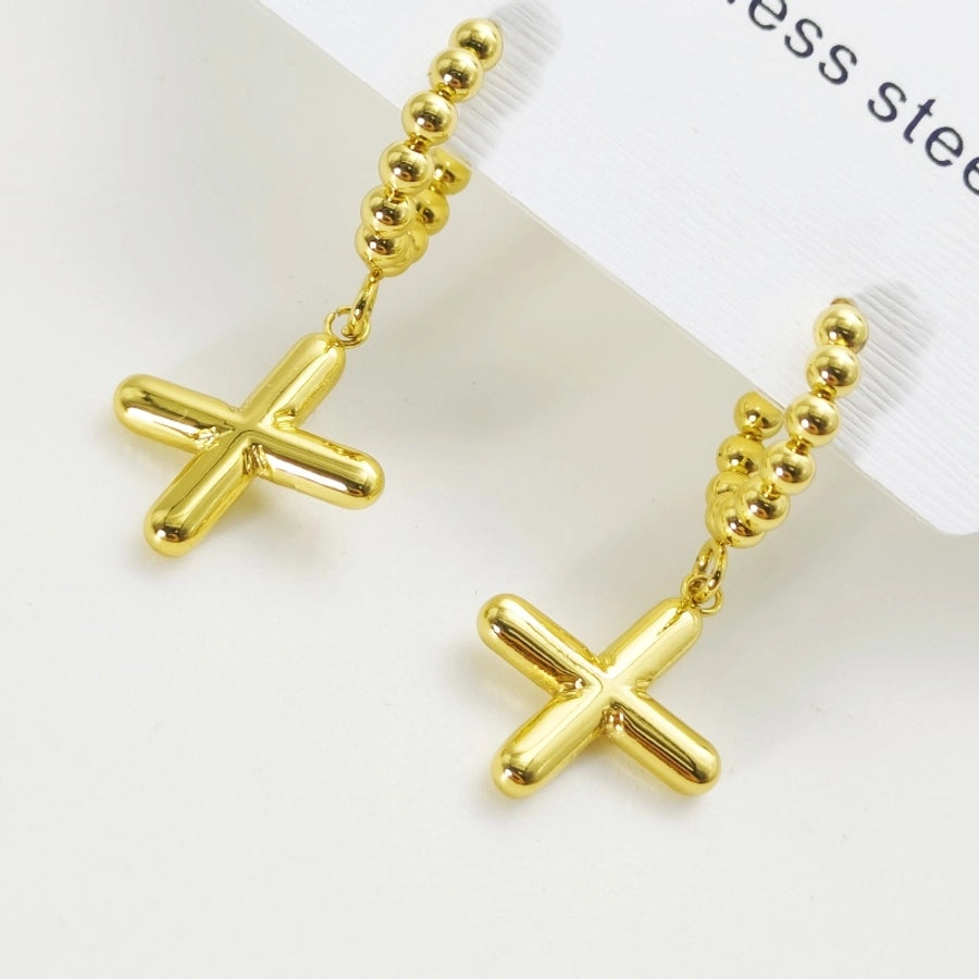 Letter Drop Earrings [304 Stainless Steel,18K Gold Plated]