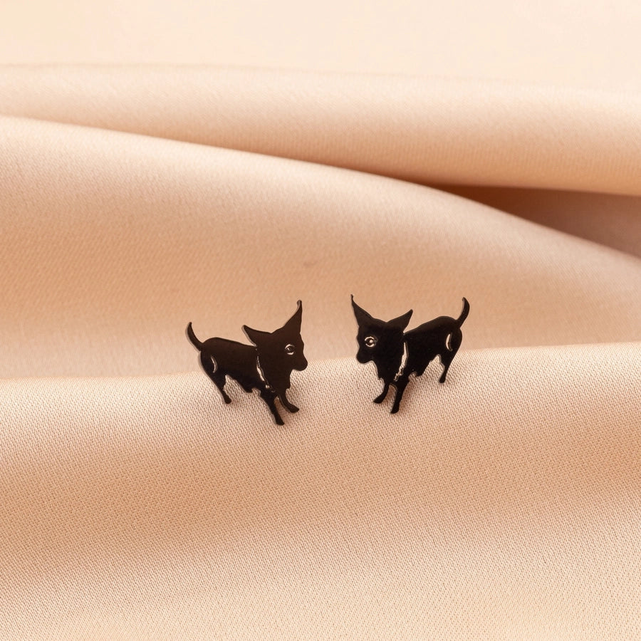 Dog Cat Ear Studs [304 Stainless Steel,18K Gold Plated]