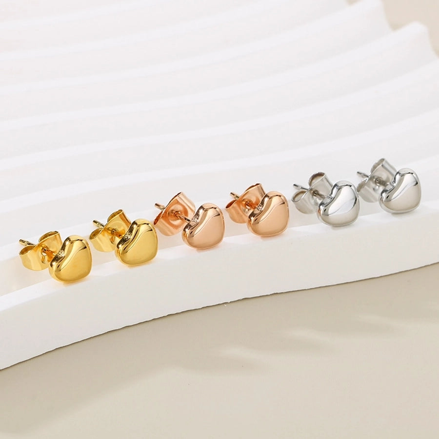 Small Heart Shape Stud Earrings [304 Stainless Steel,18K Gold Plated]