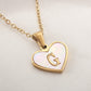 Letter Shell Heart Pendant Necklace [304 Stainless Steel,18K Gold Plated]