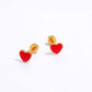 Small Colored Heart Stud Earrings [201 Stainless Steel, 18K Gold Plated]