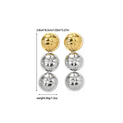 Multi Round Drop Earrings [304 Stainless Steel,14K Gold Plated]