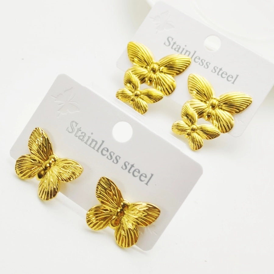 Butterfly Bow Knot Earrings [304 Stainless Steel,18K Gold Plated]