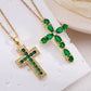 Cross Zircon Pendant Necklace [304 Stainless Steel,Copper]