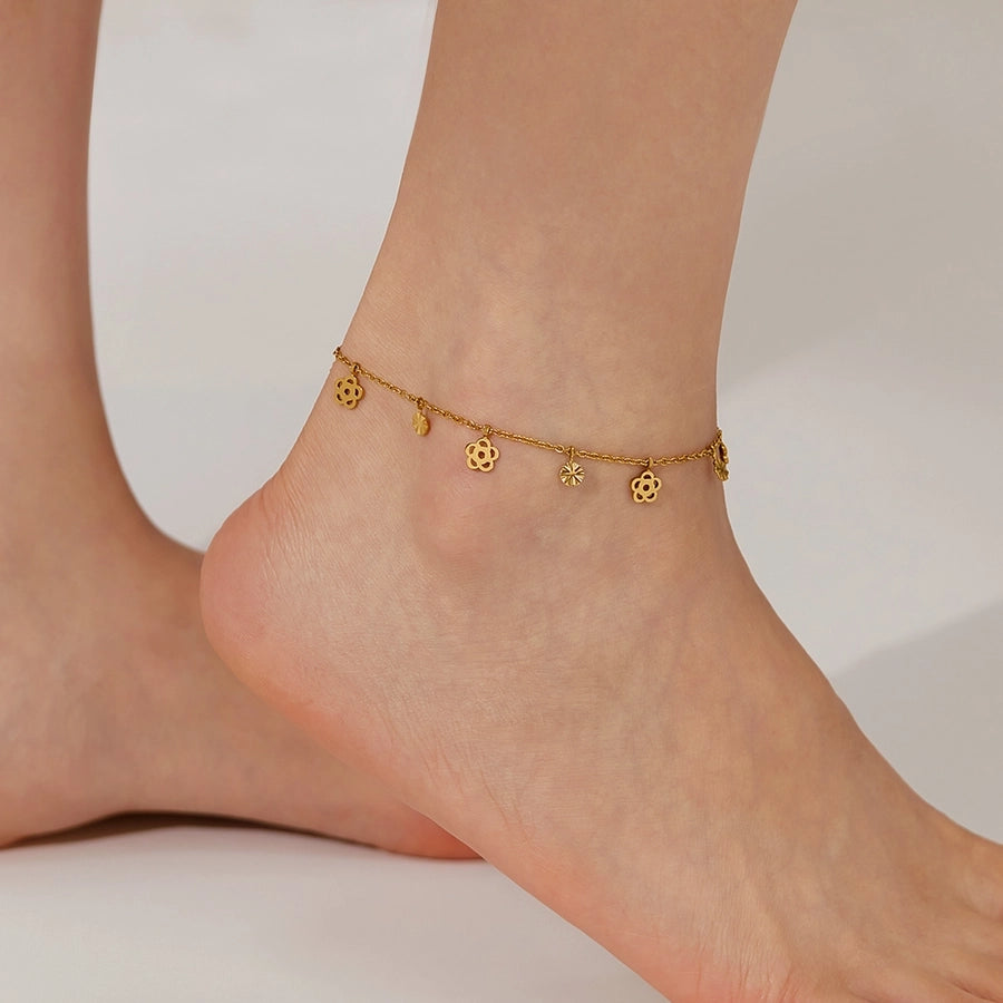 Anklet λουλουδιών [304 από ανοξείδωτο ατσάλι]