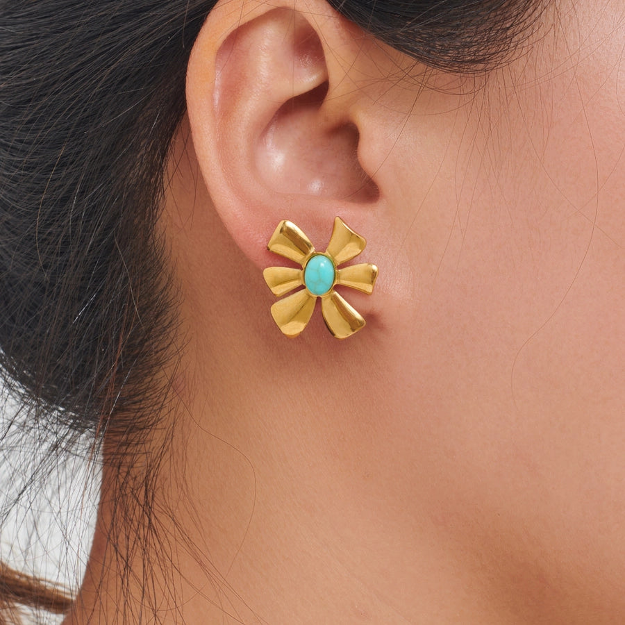 Flower Turquoise Earrings [304 Stainless Steel]