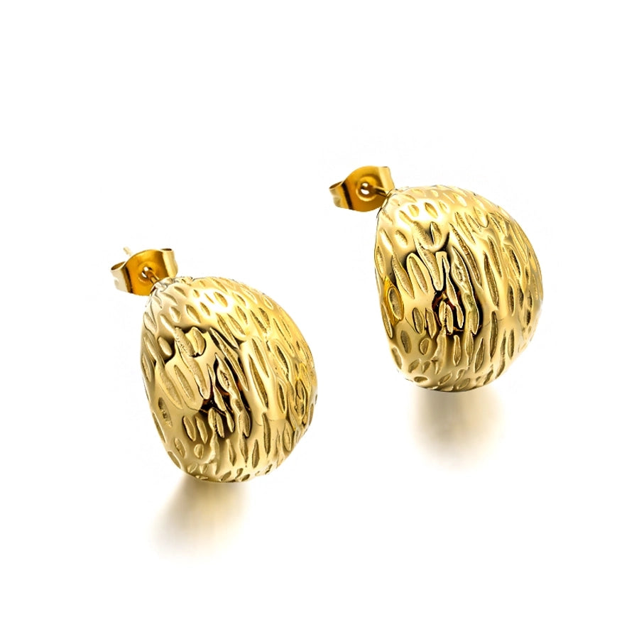 Rough Surface Earrings [304 Stainless Steel,18K Gold Plated]