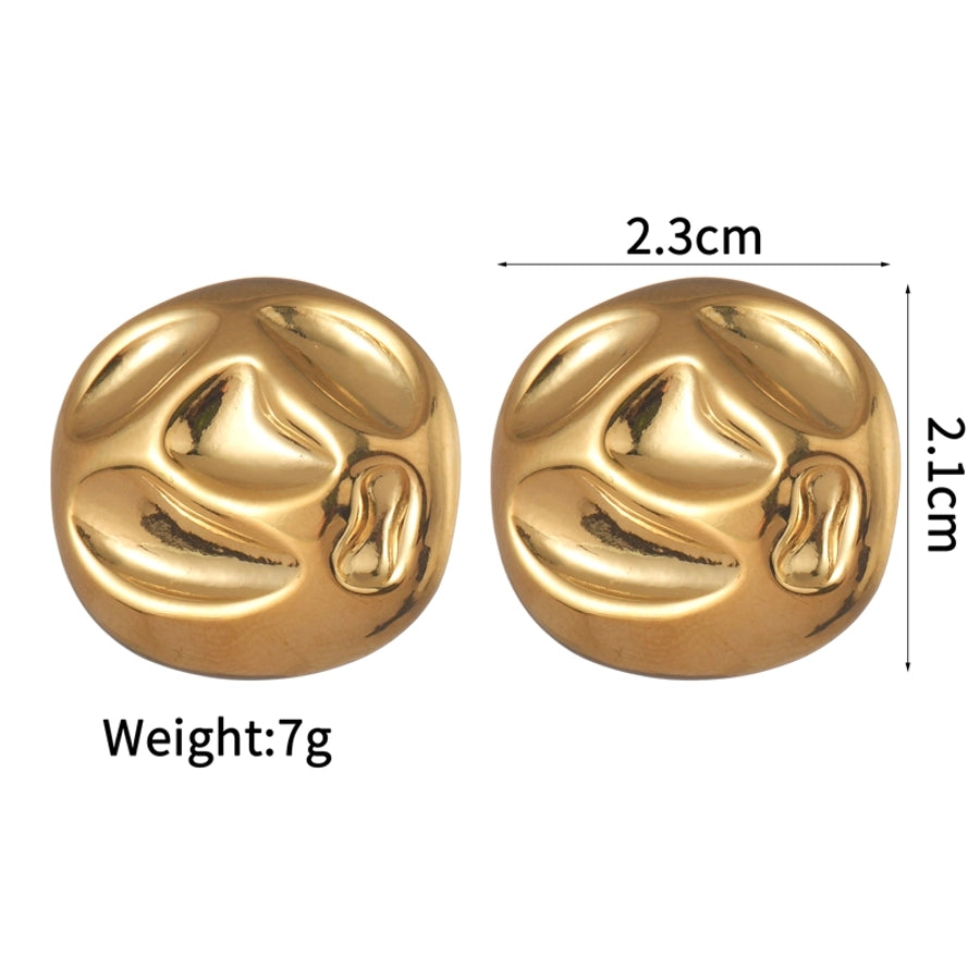 Irregular Round Earrings [304 Stainless Steel,18K Gold Plated]