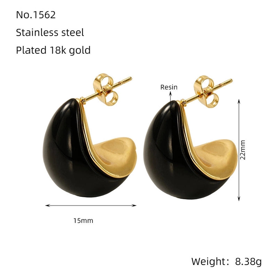 Tropical Water Droplets Resin Earrings [304 Stainless Steel, 18K Gold Plated]