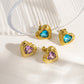 Heart Shape Rhinestones Earrings [304 Stainless Steel,14K Gold Plated]